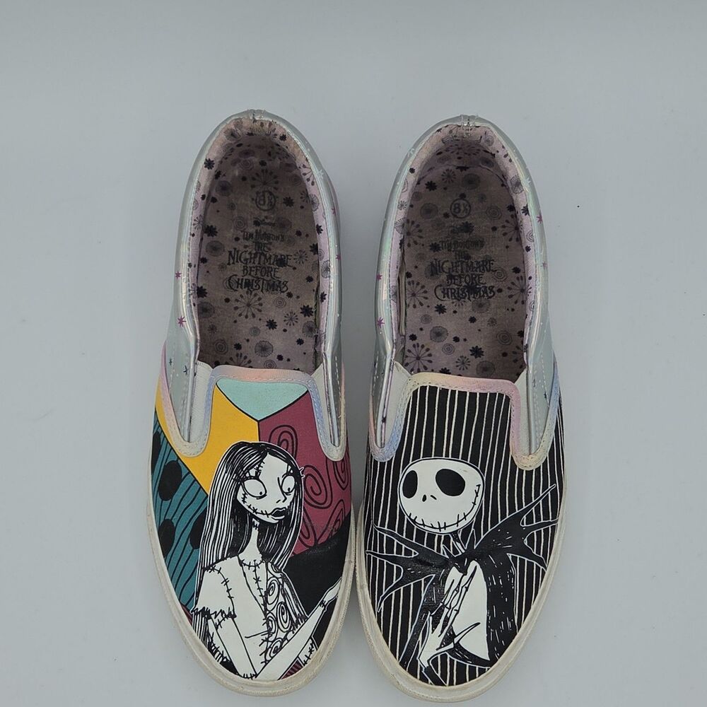 Disney Ground Up Nightmare Before Christmas Jack Sally Slip On Shoes Womens 8.5